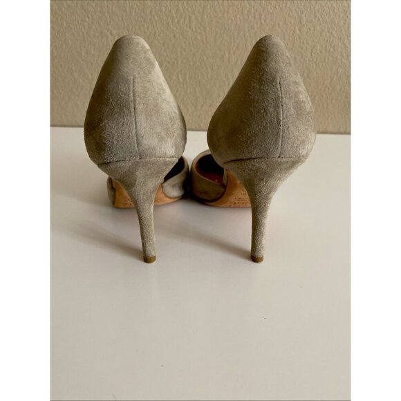 Vince Suede Dorsay Heels Womens Sz 6 M Taupe Biege Italian Office Pointed Toe - Picture 5 of 16